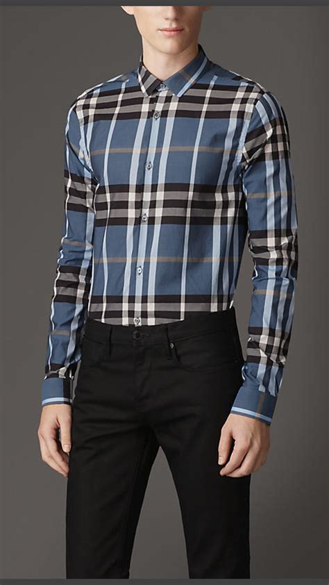 burberry slim fit|Burberry Slim Fit Classic Check Button.